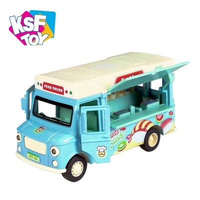 pull back diecast 1:36 openable door simulated food restaurant car with light music